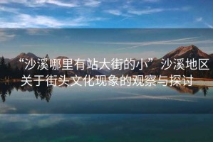 “沙溪哪里有站大街的小”沙溪地區(qū)關(guān)于街頭文化現(xiàn)象的觀察與探討