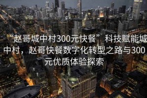 “趙哥城中村300元快餐”科技賦能城中村，趙哥快餐數(shù)字化轉(zhuǎn)型之路與300元優(yōu)質(zhì)體驗(yàn)探索