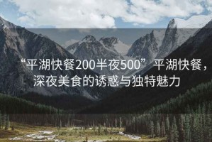 “平湖快餐200半夜500”平湖快餐，深夜美食的誘惑與獨(dú)特魅力
