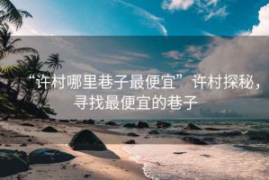 “許村哪里巷子最便宜”許村探秘，尋找最便宜的巷子