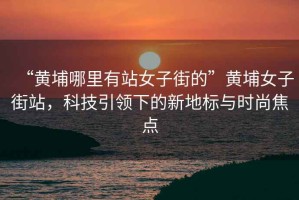 “黃埔哪里有站女子街的”黃埔女子街站，科技引領(lǐng)下的新地標(biāo)與時(shí)尚焦點(diǎn)
