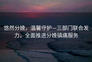 悠然分娩，溫馨守護—三部門聯(lián)合發(fā)力，全面推進分娩鎮(zhèn)痛服務