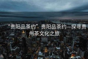 “貴陽品茶約”貴陽品茶約—探尋貴州茶文化之旅
