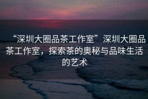 “深圳大圈品茶工作室”深圳大圈品茶工作室，探索茶的奧秘與品味生活的藝術(shù)