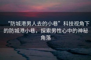 “防城港男人去的小巷”科技視角下的防城港小巷，探索男性心中的神秘角落