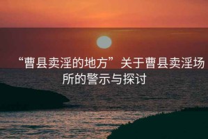 “曹縣賣淫的地方”關(guān)于曹縣賣淫場所的警示與探討
