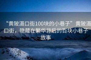 “黃陂灄口街100塊的小巷子”黃陂灄口街，隱藏在繁華背后的百塊小巷子故事