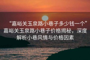 “嘉峪關(guān)玉泉路小巷子多少錢一個”嘉峪關(guān)玉泉路小巷子價格揭秘，深度解析小巷風(fēng)情與價格因素