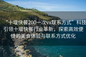 “十堰快餐200一次vx聯(lián)系方式”科技引領(lǐng)十堰快餐行業(yè)革新，探索高效便捷的美食體驗(yàn)與聯(lián)系方式優(yōu)化
