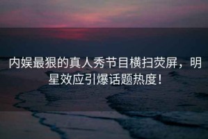 內(nèi)娛最狠的真人秀節(jié)目橫掃熒屏，明星效應(yīng)引爆話題熱度！