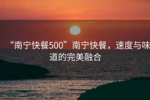“南寧快餐500”南寧快餐，速度與味道的完美融合