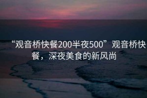 “觀音橋快餐200半夜500”觀音橋快餐，深夜美食的新風(fēng)尚
