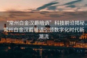 “常州白金漢爵暗語”科技前沿揭秘，常州白金漢爵暗語引領數(shù)字化時代新潮流