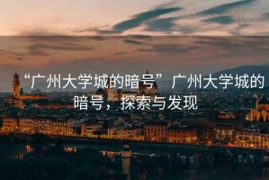 “廣州大學(xué)城的暗號”廣州大學(xué)城的暗號，探索與發(fā)現(xiàn)
