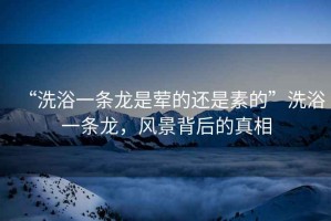 “洗浴一條龍是葷的還是素的”洗浴一條龍，風景背后的真相