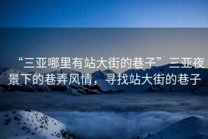 “三亞哪里有站大街的巷子”三亞夜景下的巷弄風(fēng)情，尋找站大街的巷子