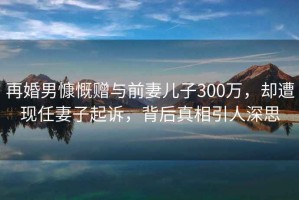 再婚男慷慨贈與前妻兒子300萬，卻遭現(xiàn)任妻子起訴，背后真相引人深思