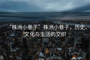 “株洲小巷子”株洲小巷子，歷史、文化與生活的交織