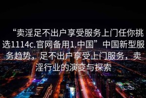 “賣淫足不出戶享受服務(wù)上門任你挑選1114c.官網(wǎng)備用1.中國”中國新型服務(wù)趨勢，足不出戶享受上門服務(wù)，賣淫行業(yè)的演變與探索