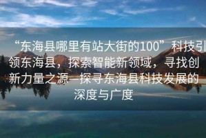 “東海縣哪里有站大街的100”科技引領(lǐng)東?？h，探索智能新領(lǐng)域，尋找創(chuàng)新力量之源—探尋東?？h科技發(fā)展的深度與廣度