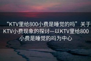 “KTV里給800小費(fèi)是睡覺的嗎”關(guān)于KTV小費(fèi)現(xiàn)象的探討—以KTV里給800小費(fèi)是睡覺的嗎為中心