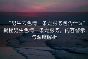 “男生去色情一條龍服務(wù)包含什么”揭秘男生色情一條龍服務(wù)，內(nèi)容警示與深度解析