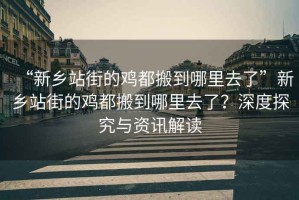 “新鄉(xiāng)站街的雞都搬到哪里去了”新鄉(xiāng)站街的雞都搬到哪里去了？深度探究與資訊解讀