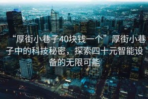 “厚街小巷子40塊錢一個”厚街小巷子中的科技秘密，探索四十元智能設備的無限可能