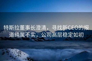 特斯拉董事長(zhǎng)澄清，尋找新CEO的報(bào)道純屬不實(shí)，公司高層穩(wěn)定如初