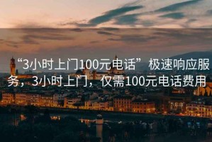 “3小時(shí)上門100元電話”極速響應(yīng)服務(wù)，3小時(shí)上門，僅需100元電話費(fèi)用