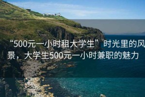 “500元一小時租大學(xué)生”時光里的風(fēng)景，大學(xué)生500元一小時兼職的魅力