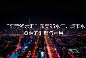 “東莞95水匯”東莞95水匯，城市水資源的匯聚與利用