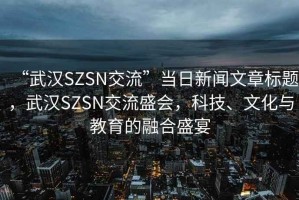 “武漢SZSN交流”當(dāng)日新聞文章標(biāo)題，武漢SZSN交流盛會(huì)，科技、文化與教育的融合盛宴