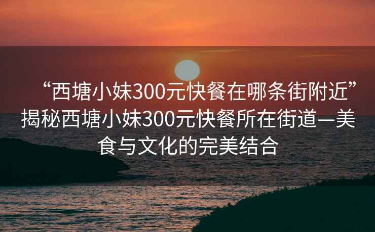“西塘小妹300元快餐在哪條街附近”揭秘西塘小妹300元快餐所在街道—美食與文化的完美結(jié)合