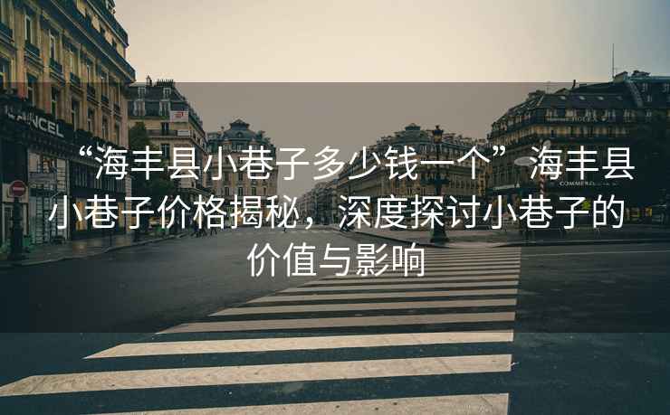 “海豐縣小巷子多少錢一個”海豐縣小巷子價格揭秘，深度探討小巷子的價值與影響