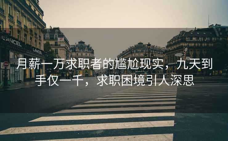 月薪一萬求職者的尷尬現(xiàn)實(shí)，九天到手僅一千，求職困境引人深思