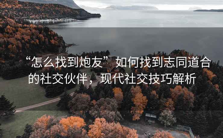 “怎么找到炮友”如何找到志同道合的社交伙伴，現(xiàn)代社交技巧解析