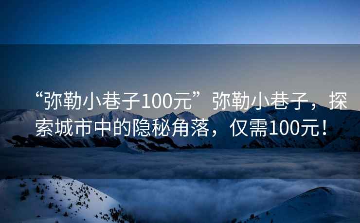 “彌勒小巷子100元”彌勒小巷子，探索城市中的隱秘角落，僅需100元！