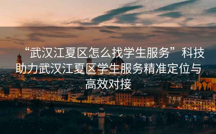 “武漢江夏區(qū)怎么找學(xué)生服務(wù)”科技助力武漢江夏區(qū)學(xué)生服務(wù)精準(zhǔn)定位與高效對接