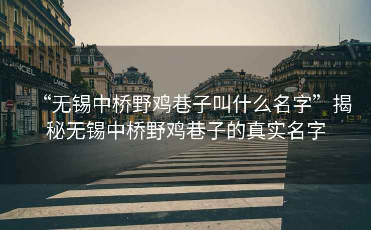 “無錫中橋野雞巷子叫什么名字”揭秘?zé)o錫中橋野雞巷子的真實名字