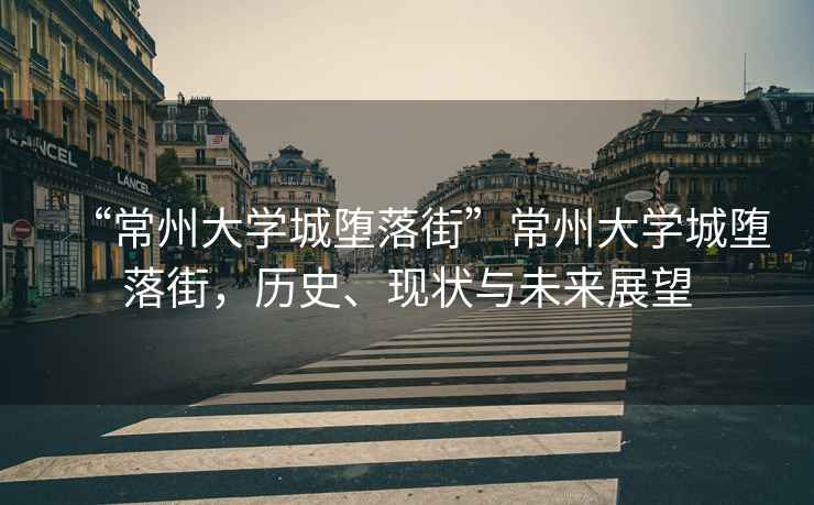 “常州大學(xué)城墮落街”常州大學(xué)城墮落街，歷史、現(xiàn)狀與未來(lái)展望