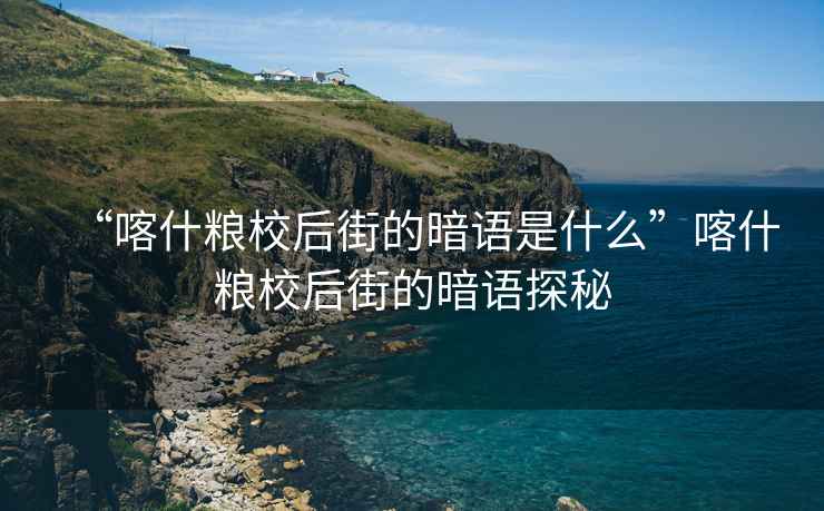 “喀什糧校后街的暗語(yǔ)是什么”喀什糧校后街的暗語(yǔ)探秘