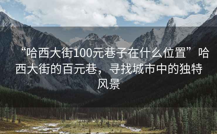 “哈西大街100元巷子在什么位置”哈西大街的百元巷，尋找城市中的獨(dú)特風(fēng)景