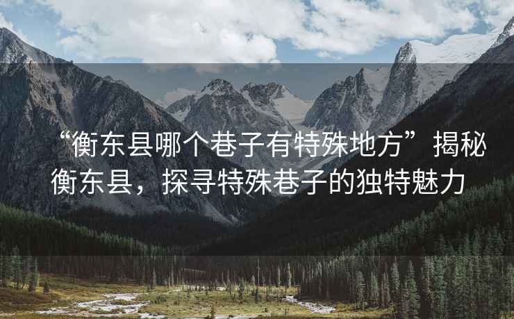 “衡東縣哪個(gè)巷子有特殊地方”揭秘衡東縣，探尋特殊巷子的獨(dú)特魅力