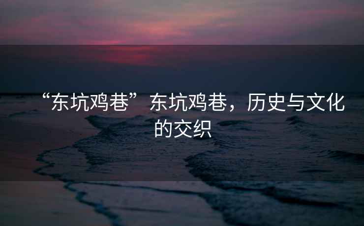 “東坑雞巷”東坑雞巷，歷史與文化的交織