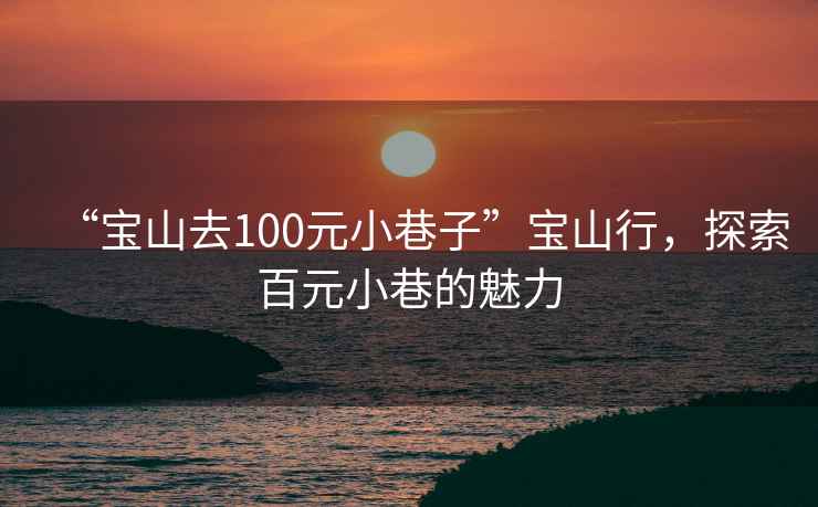 “寶山去100元小巷子”寶山行，探索百元小巷的魅力