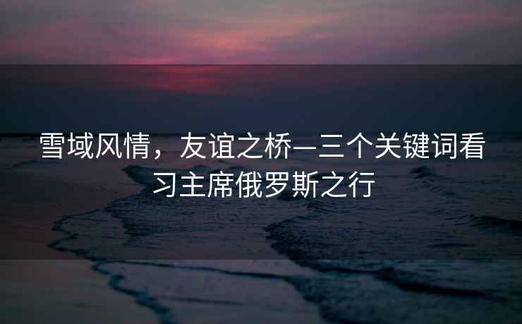 雪域風(fēng)情，友誼之橋—三個關(guān)鍵詞看習(xí)主席俄羅斯之行