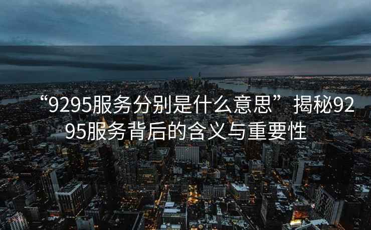 “9295服務(wù)分別是什么意思”揭秘9295服務(wù)背后的含義與重要性