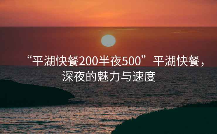 “平湖快餐200半夜500”平湖快餐，深夜的魅力與速度
