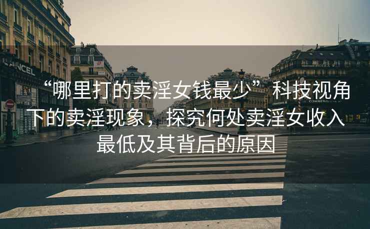 “哪里打的賣淫女錢最少”科技視角下的賣淫現(xiàn)象，探究何處賣淫女收入最低及其背后的原因